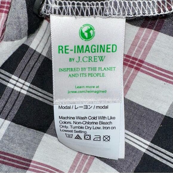 JCrew V-Neck Friday Plaid Long Sleeve Cotton Blend Top Size Medium - Picture 8 of 15